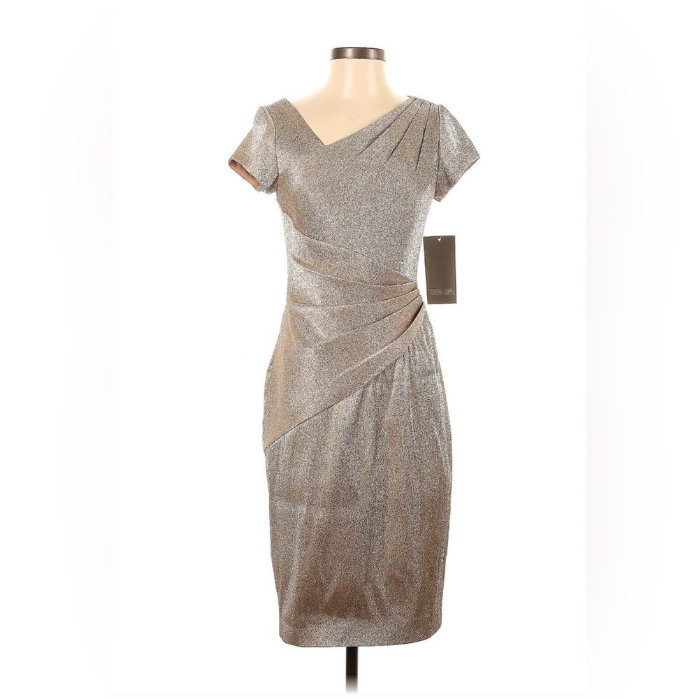 Theia Metallica champagne cocktail dress NWT SZ 4
